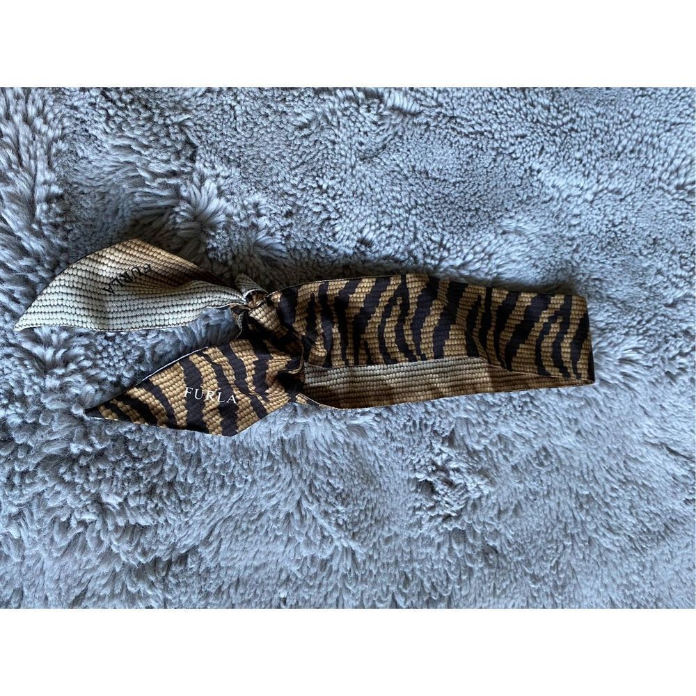 Furla Women's Black & Brown Modern Zebra Print Scarf One Size - Picture 6 of 14